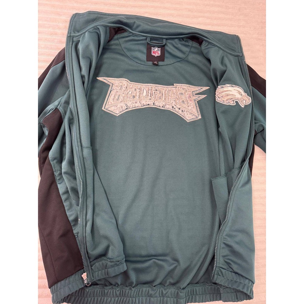 NFL Philadelphia Eagles Mens Track Jacket Green Black Full Zip Large L Fan Gear - Picture 3 of 14